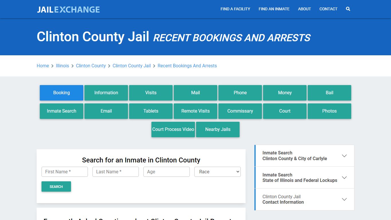 Clinton County Jail IL Recent Arrests and Bookings - Jail Exchange